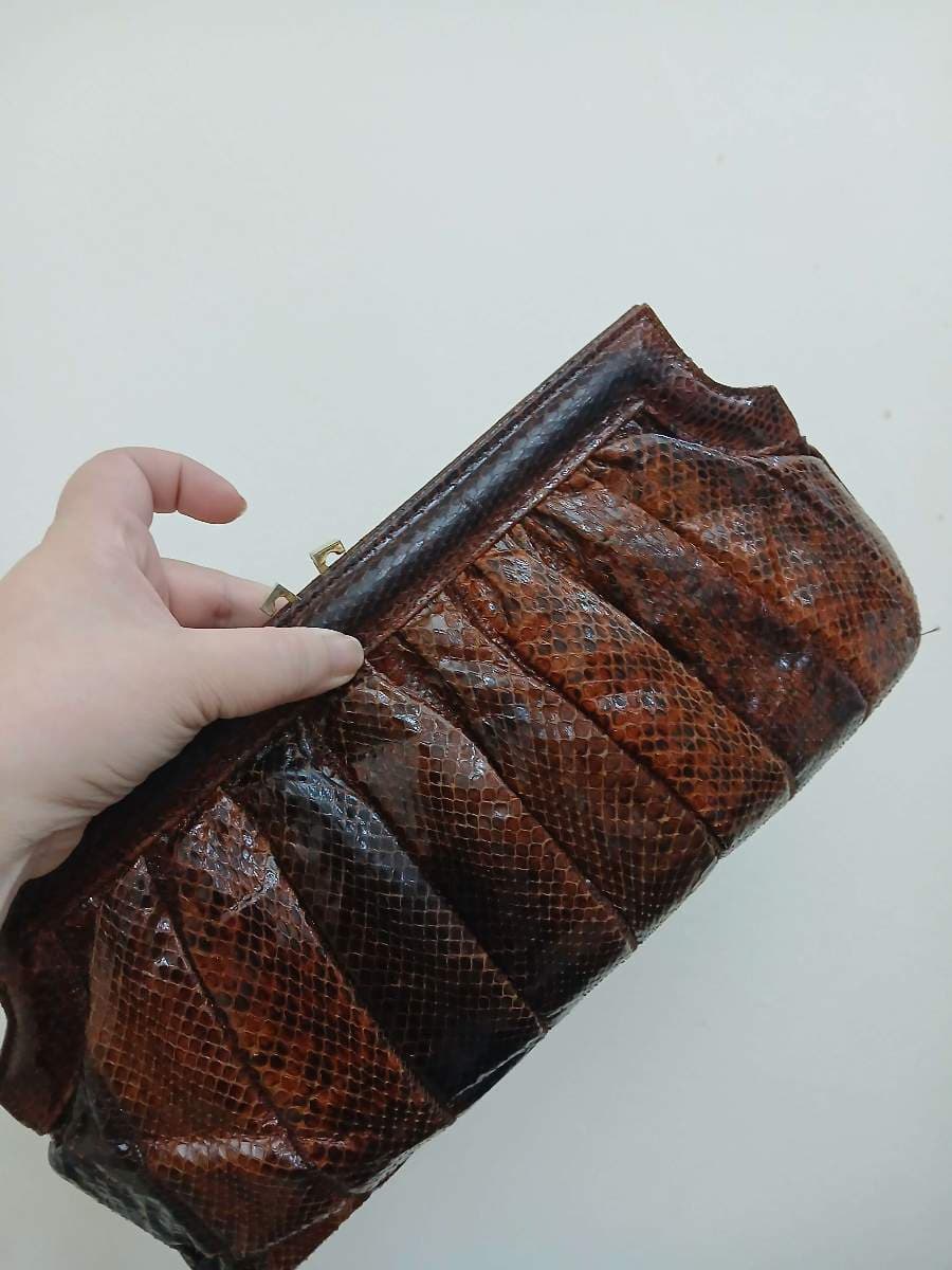 Brown Snakeskin Clutch Bag thumbnail 3