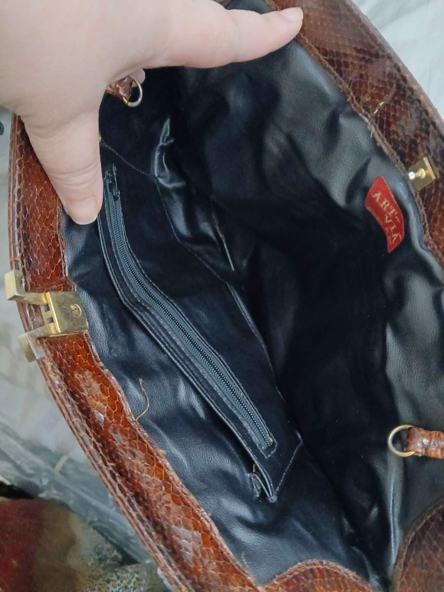 Brown Snakeskin Clutch Bag thumbnail 7
