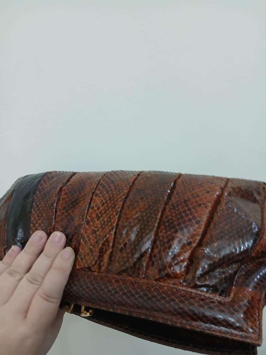 Brown Snakeskin Clutch Bag thumbnail 6