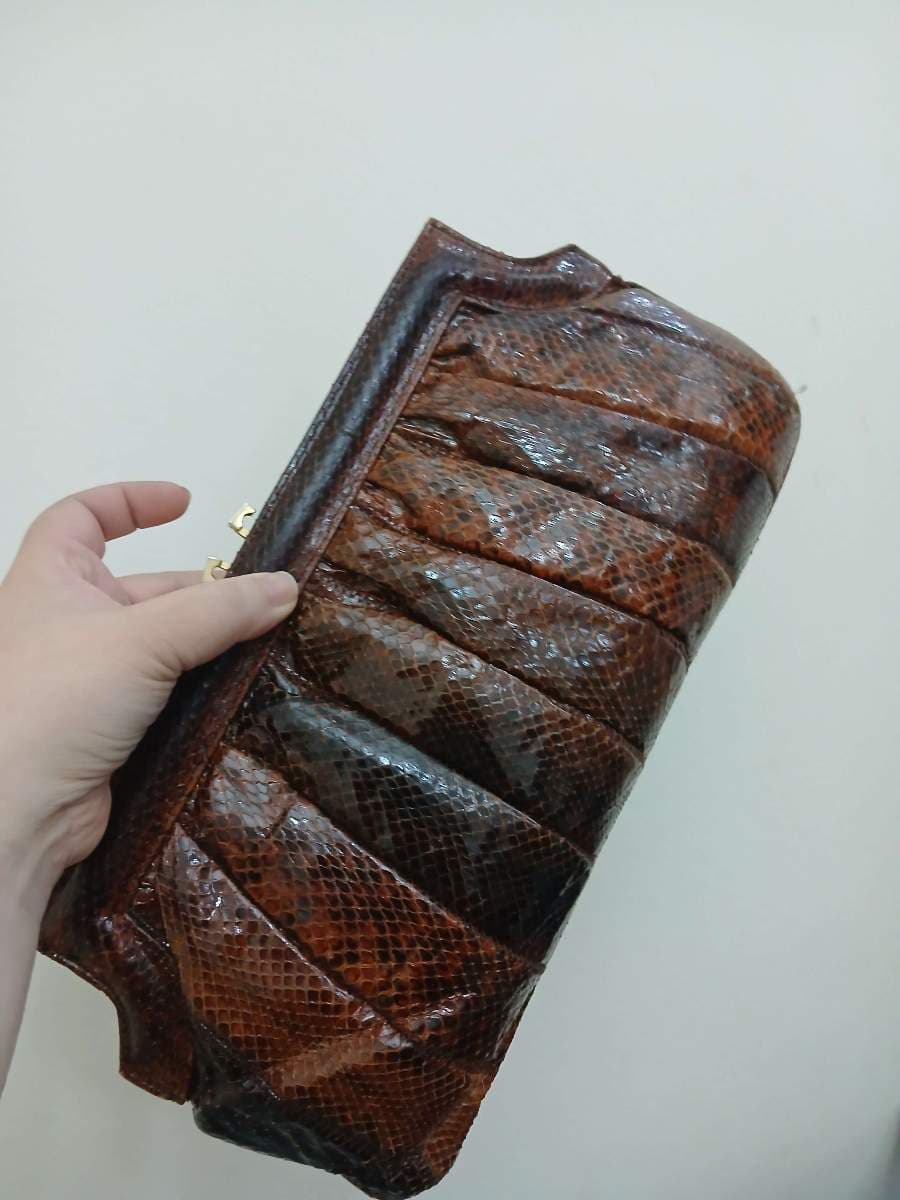 Brown Snakeskin Clutch Bag thumbnail 2