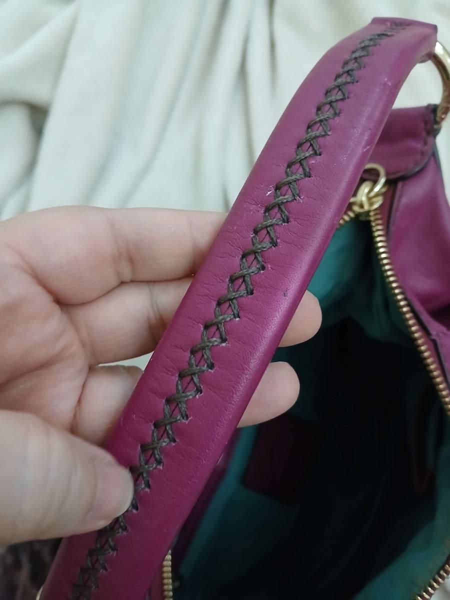 Lancel Purple Leather Hobo Bag thumbnail 10