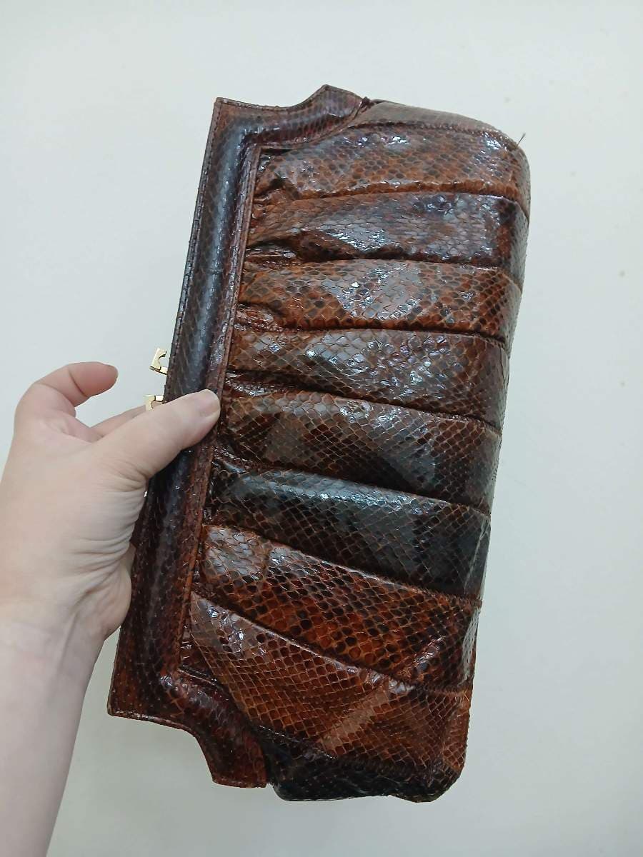 Brown Snakeskin Clutch Bag thumbnail 4