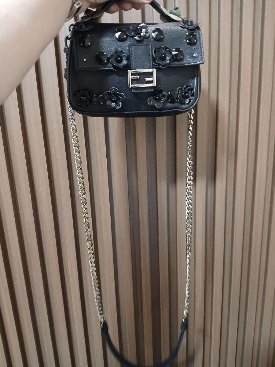 Fendi black Embellished Shoulder Bag with sling