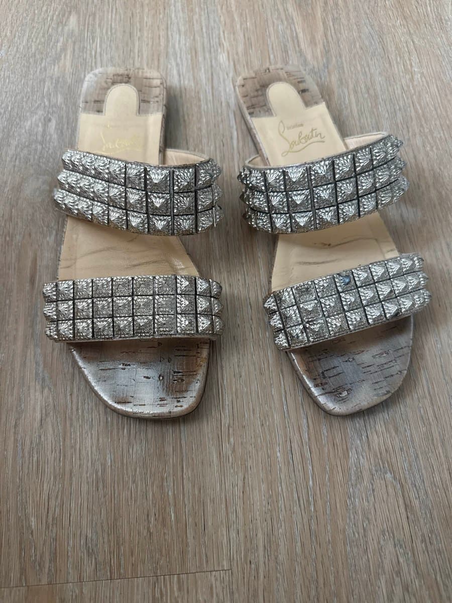 Christian Louboutin Silver Slides thumbnail 2