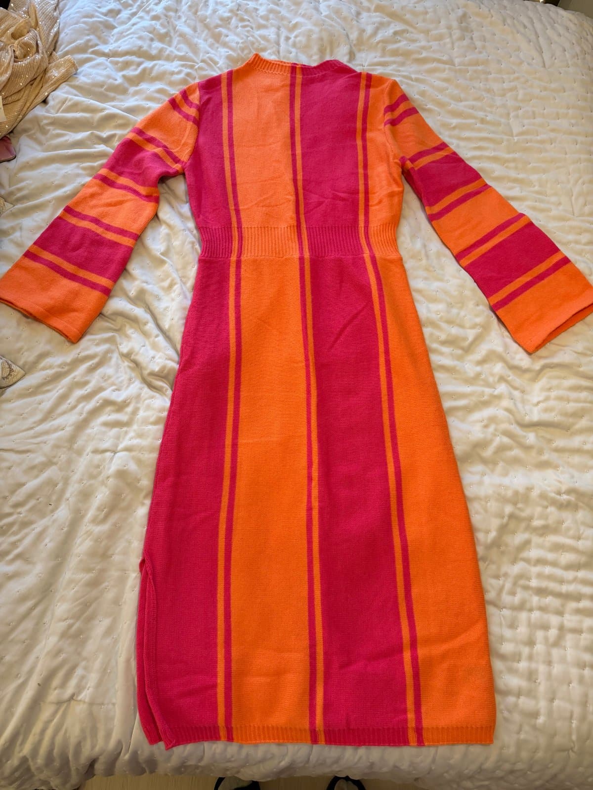 SHEIN Striped Knit Midi Dress – Pink & Orange – Size L - image 1