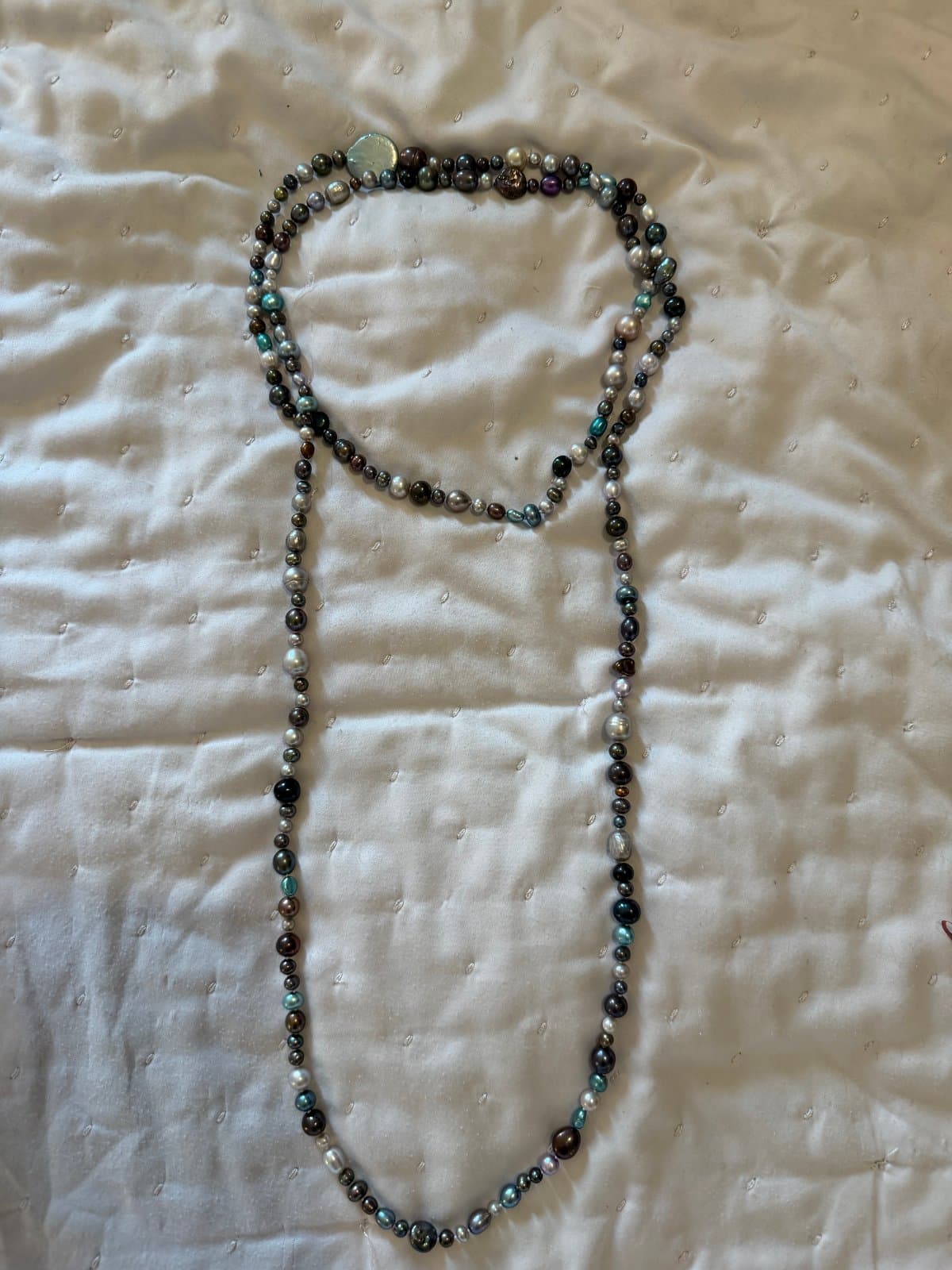 Long multi-strand pearl necklace thumbnail 2