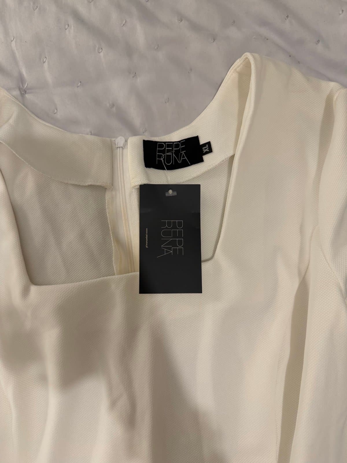 Pepe Runa Ivory Square Neck Belted Midi Dress – Size 1X – New With Tags thumbnail 3