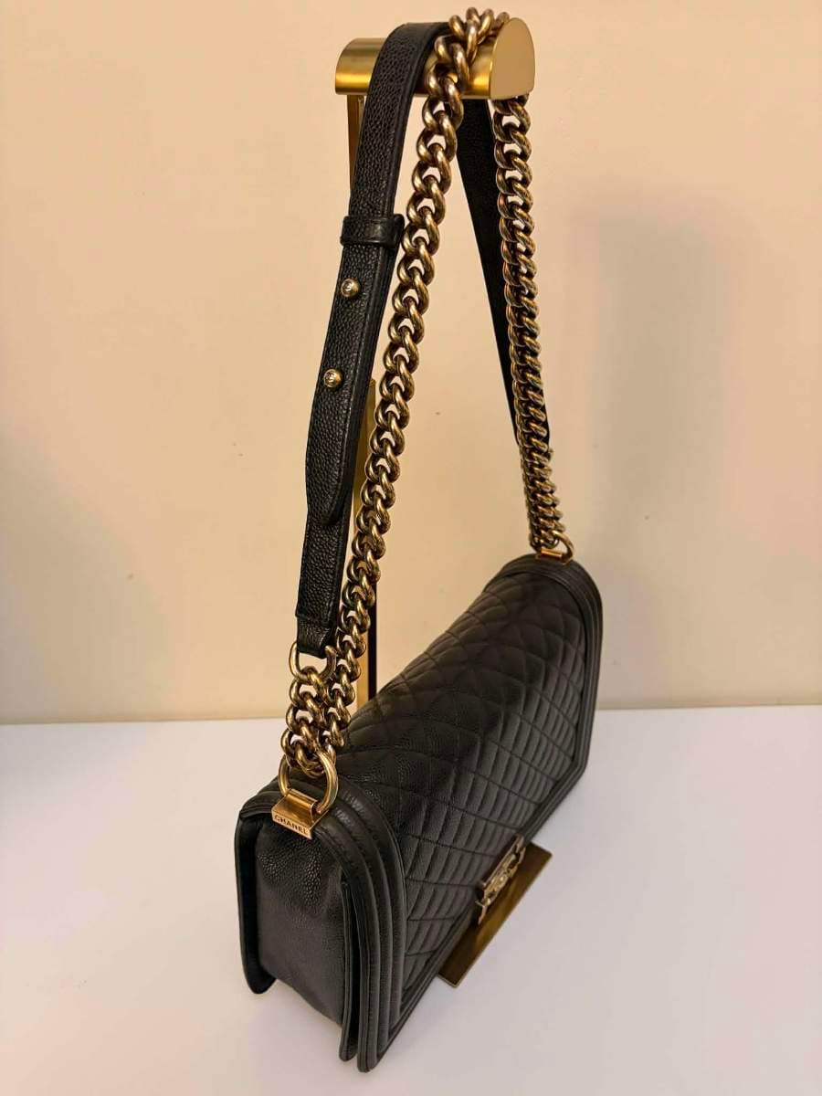 Chanel Dark Blue Quilted Caviar Boy Bag thumbnail 3