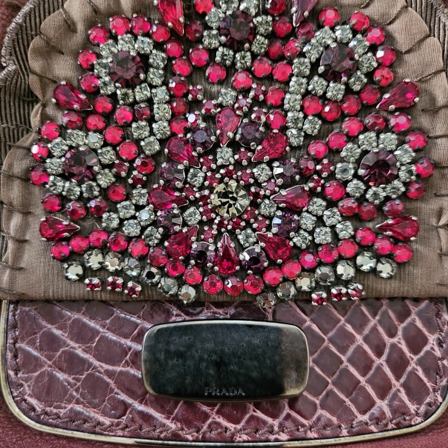 Prada Embellished Leather Shoulder Bag thumbnail 4