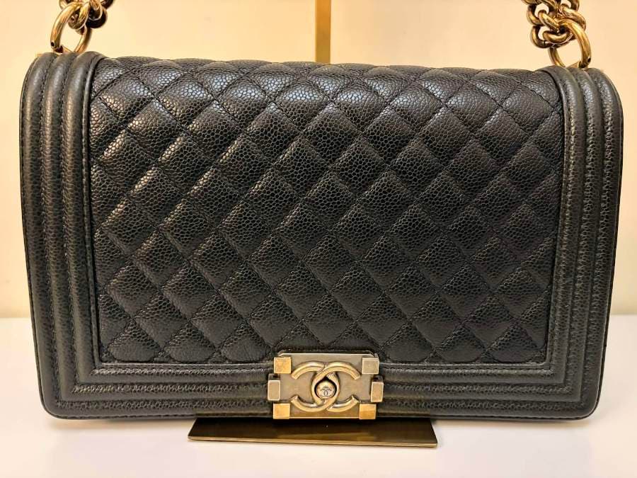 Chanel Dark Blue Quilted Caviar Boy Bag thumbnail 2