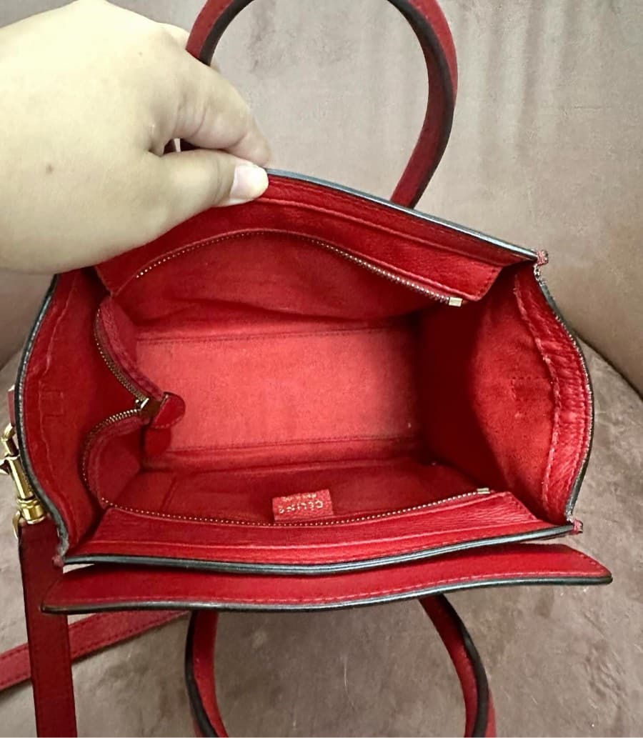 Celine Red Leather Luggage Handbag thumbnail 4