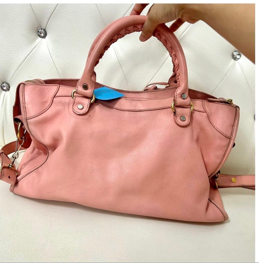 Balenciaga Pink Leather Metal Plate City Handbag thumbnail 2