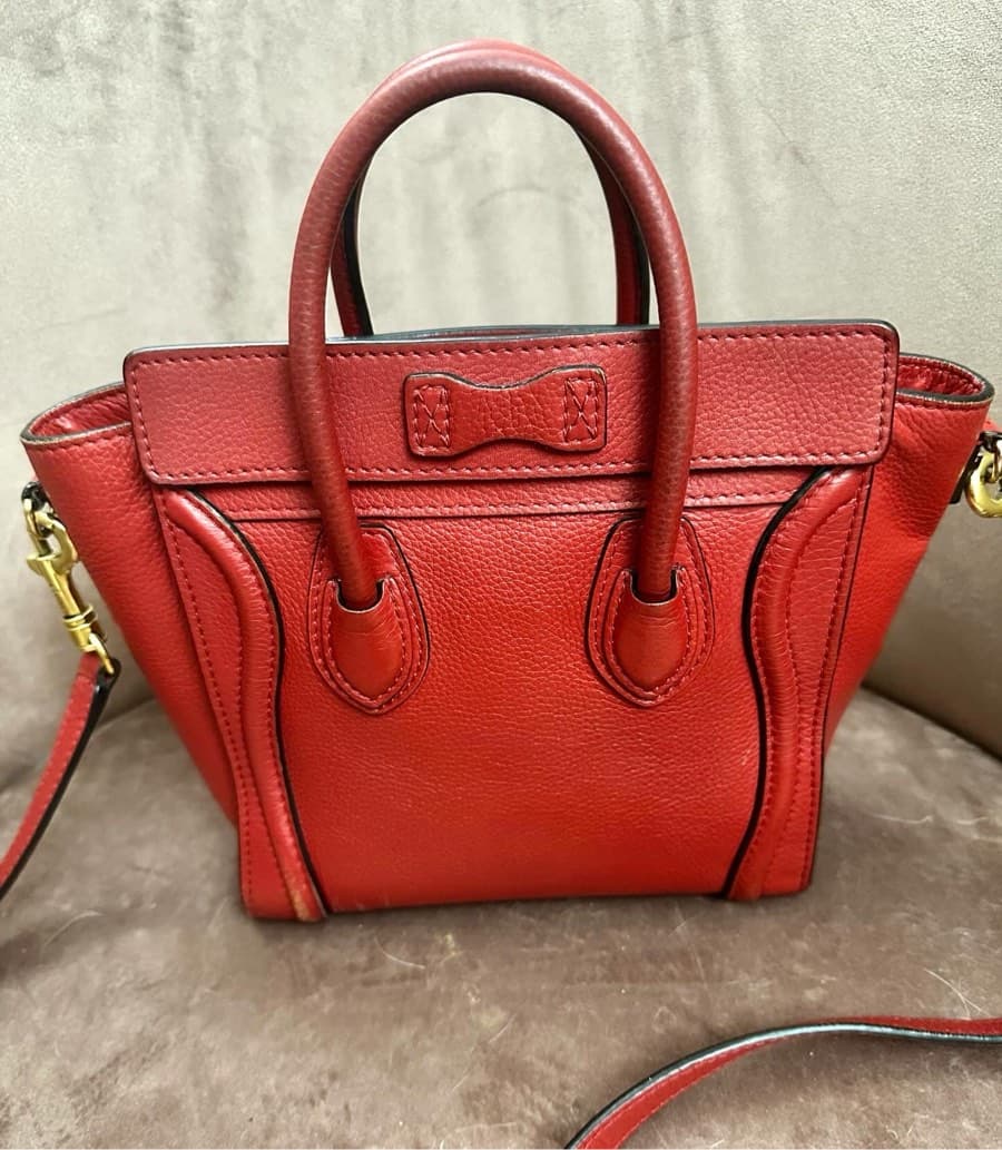 Celine Red Leather Luggage Handbag thumbnail 2