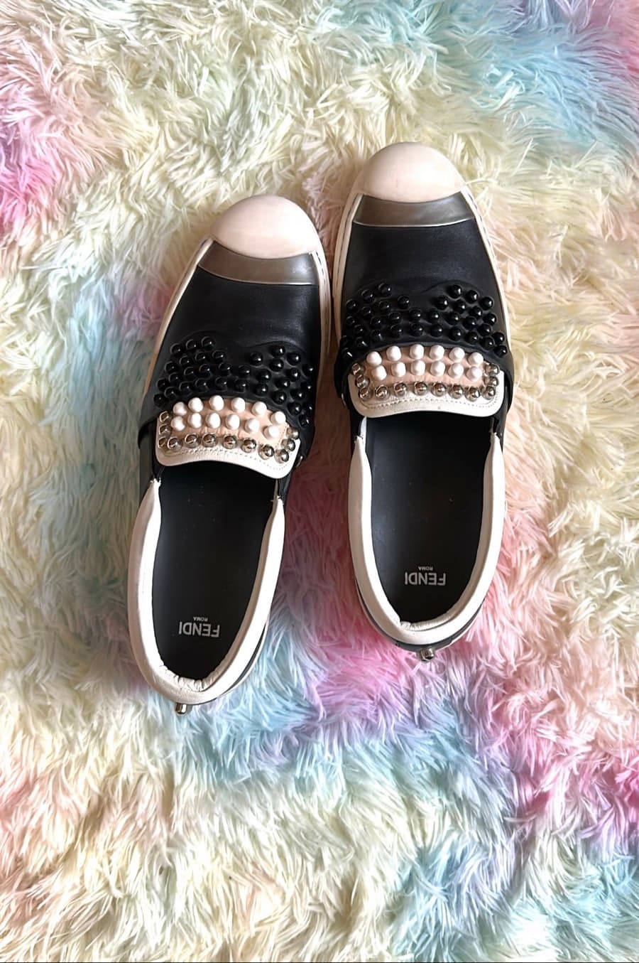 Fendi x Karl Lagerfeld Studded Slip-On Sneakers