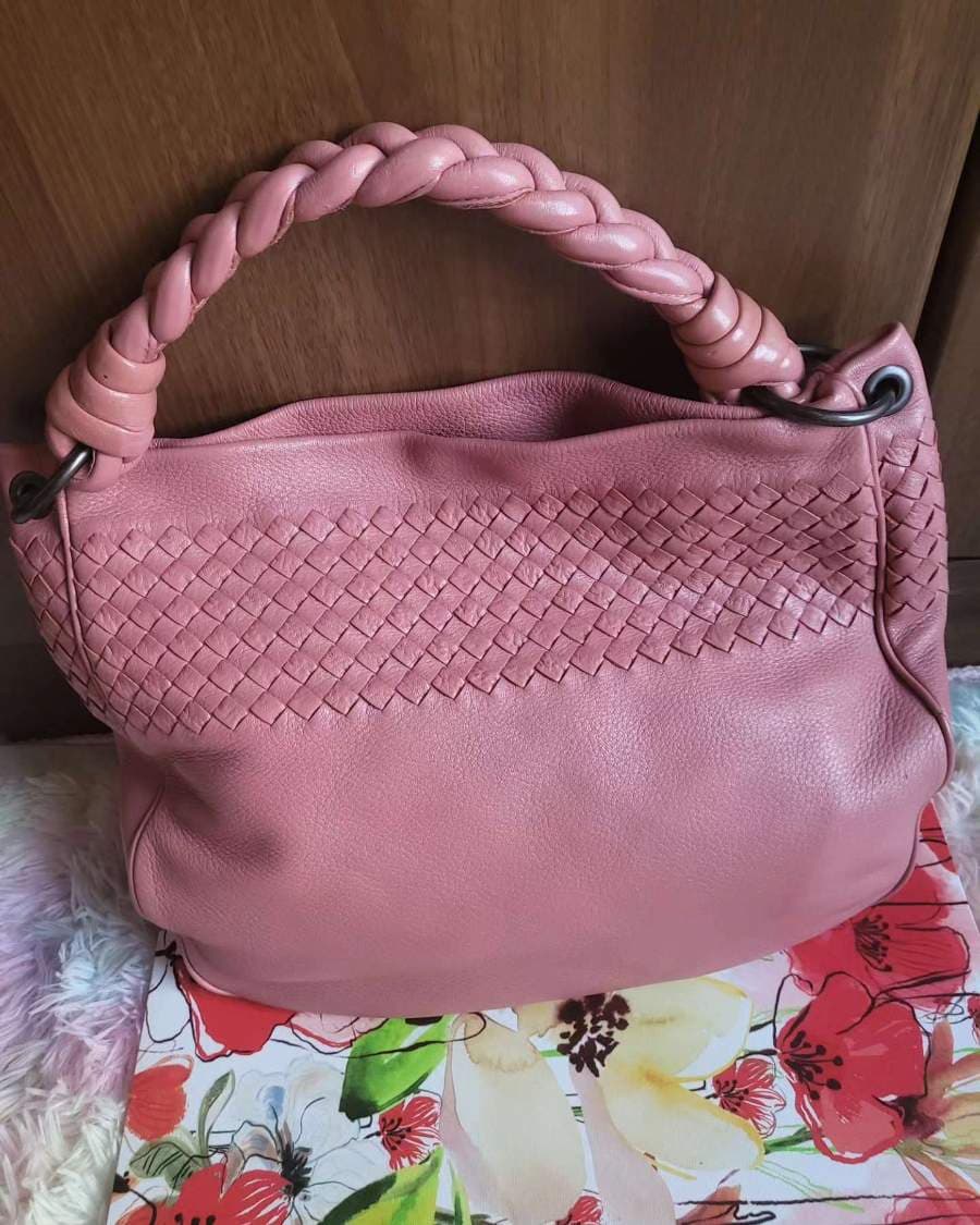 Bottega Veneta Pink Woven Leather Hobo Bag thumbnail 2