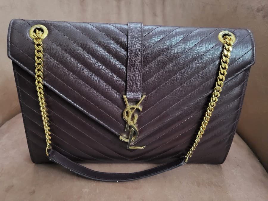 Saint Laurent Grained Leather Envelope Shoulder Bag