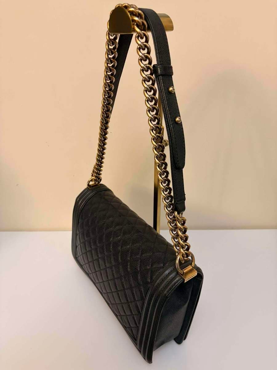 Chanel Dark Blue Quilted Caviar Boy Bag thumbnail 5
