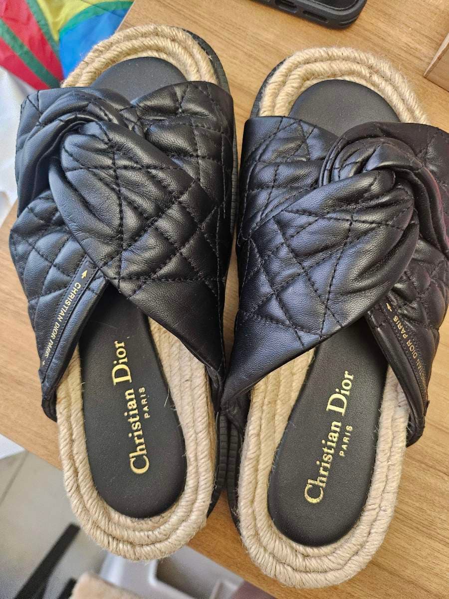 Christian Dior Quilted Espadrille Slides Size 39