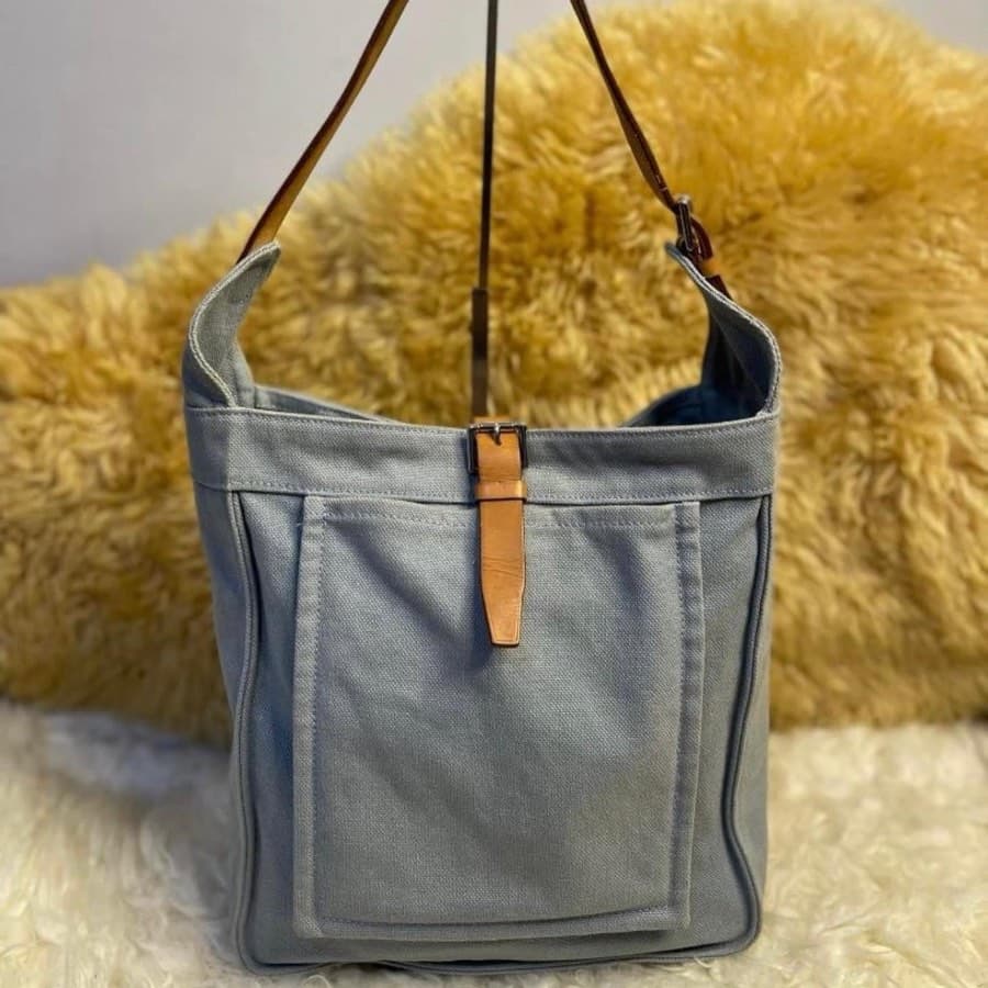 Hermes Marwari Canvas & Leather Shoulder Bag