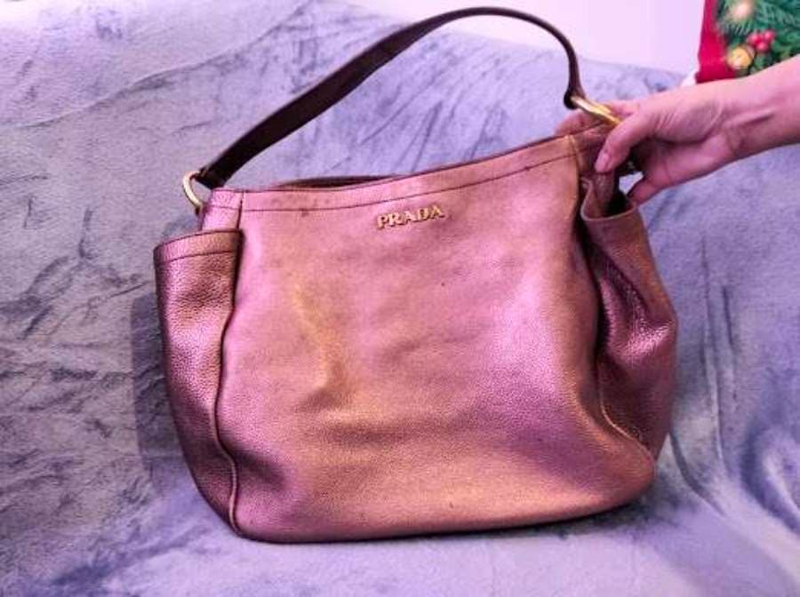 Prada Metallic Leather Hobo Bag