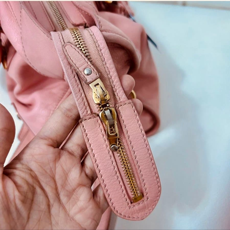 Balenciaga Pink Leather Metal Plate City Handbag thumbnail 8