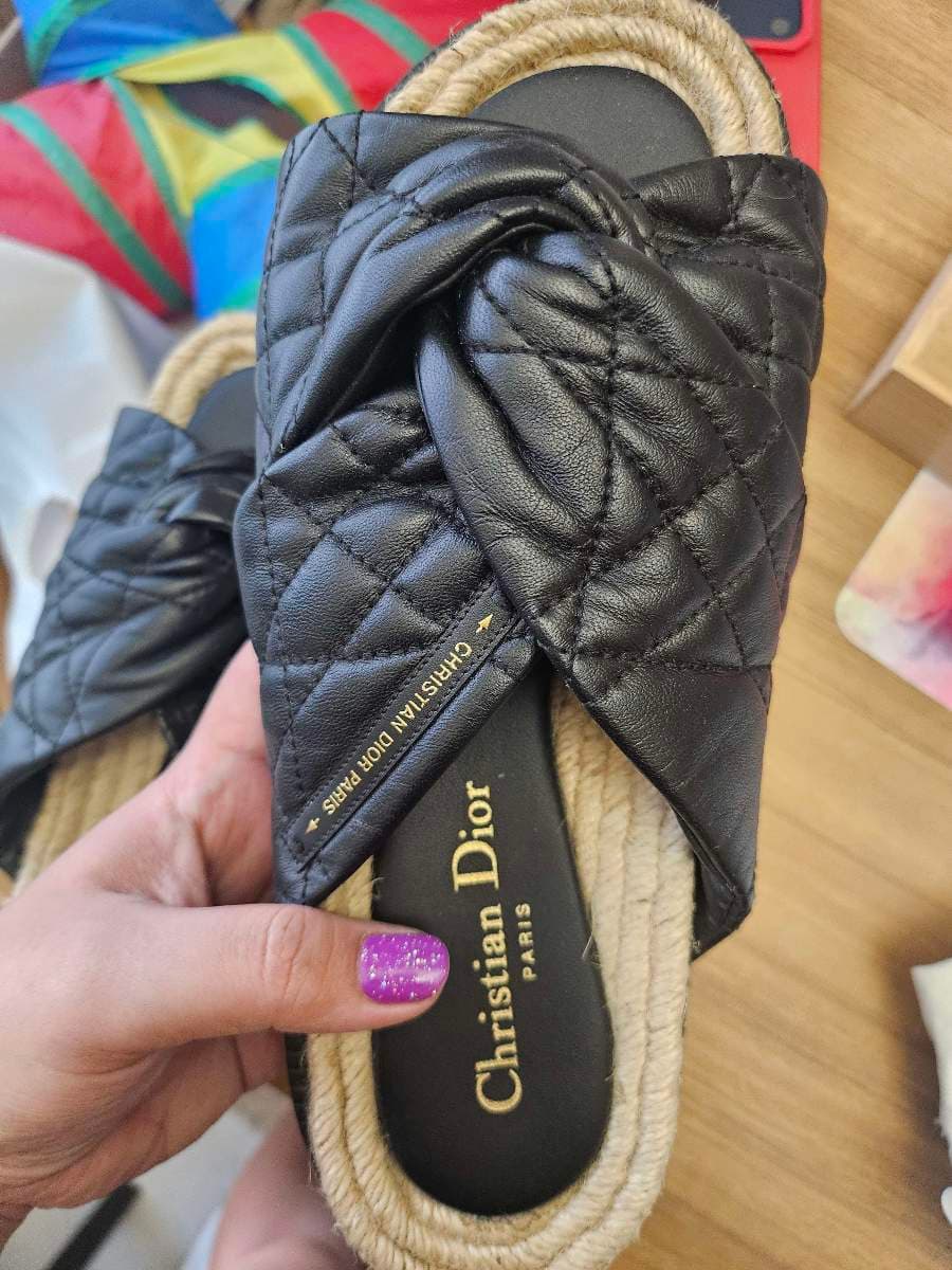 Christian Dior Quilted Espadrille Slides Size 39 thumbnail 5