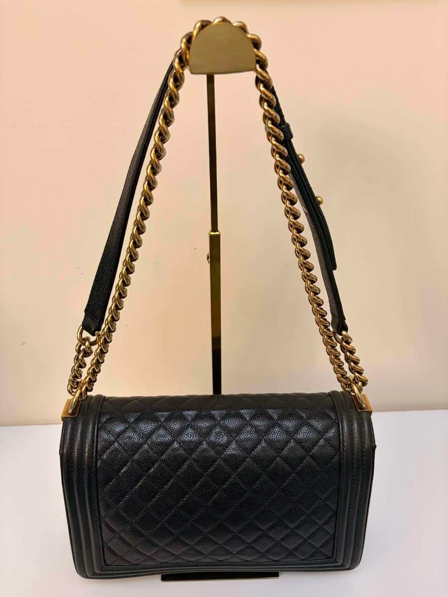 Chanel Dark Blue Quilted Caviar Boy Bag thumbnail 6