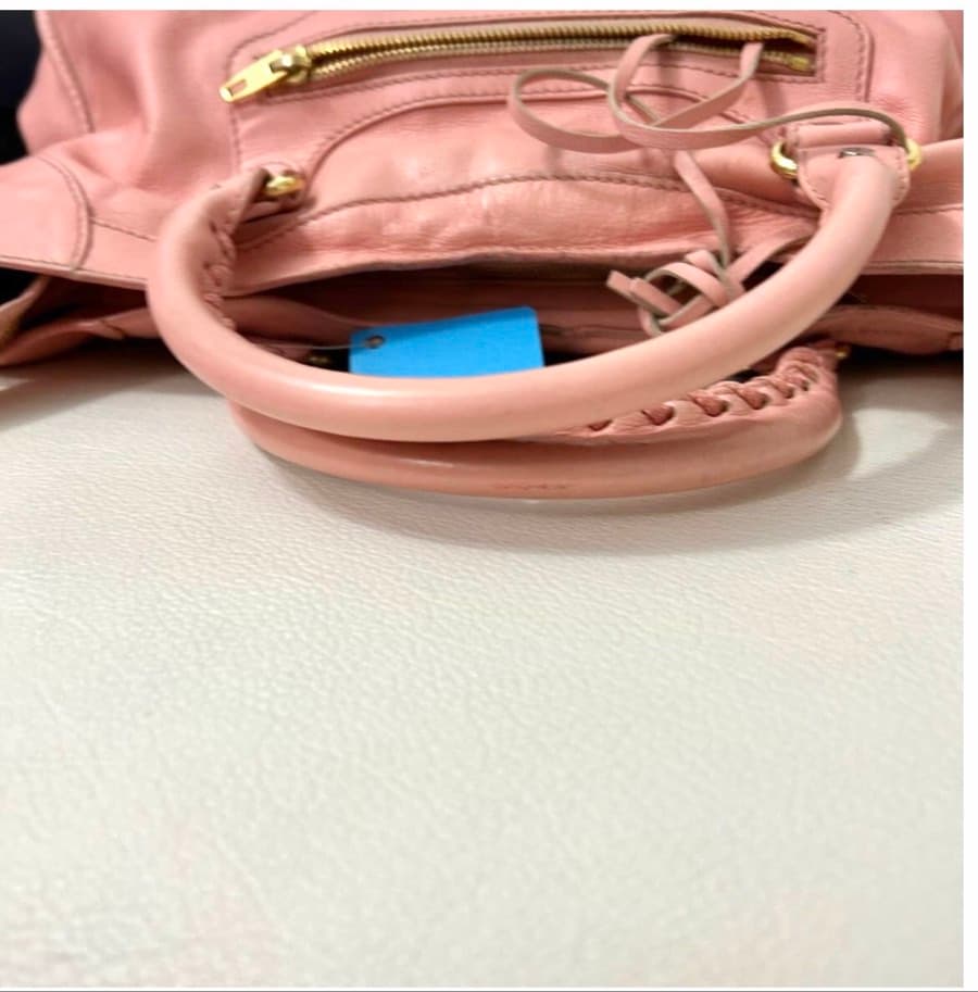 Balenciaga Pink Leather Metal Plate City Handbag thumbnail 7