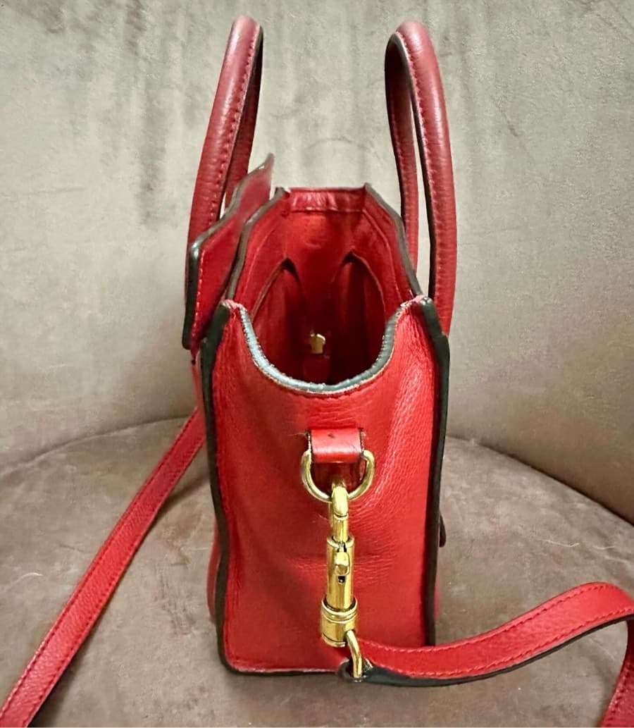 Celine Red Leather Luggage Handbag thumbnail 3