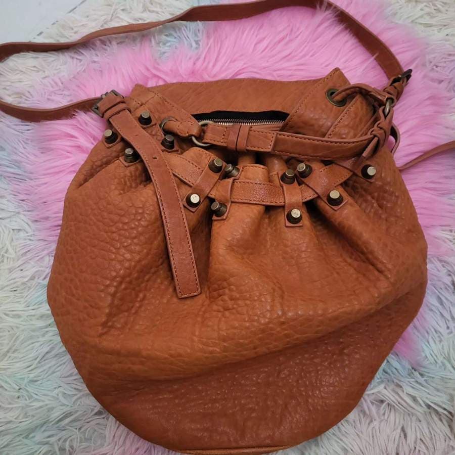Alexander Wang Studded Brown Leather Bucket Bag