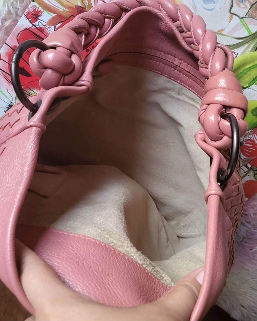 Bottega Veneta Pink Woven Leather Hobo Bag thumbnail 8