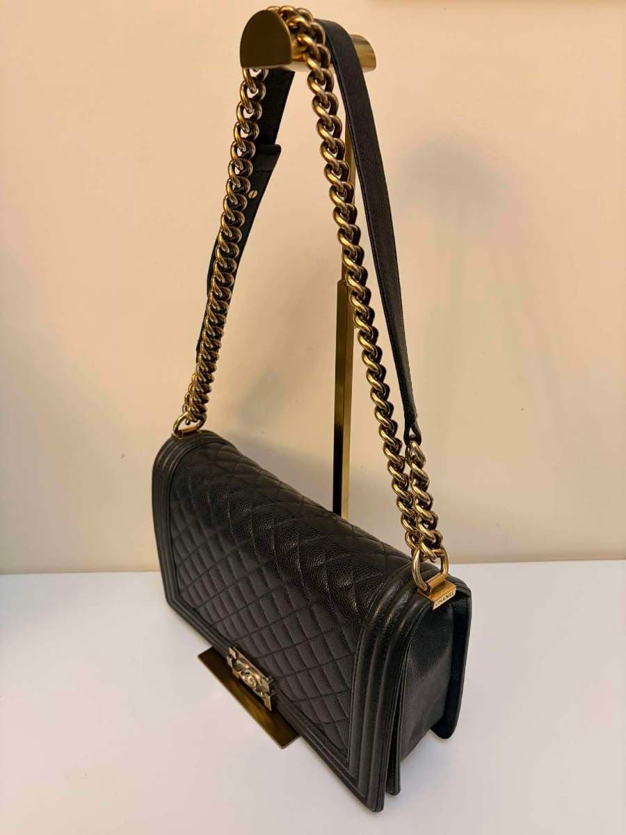 Chanel Dark Blue Quilted Caviar Boy Bag thumbnail 4