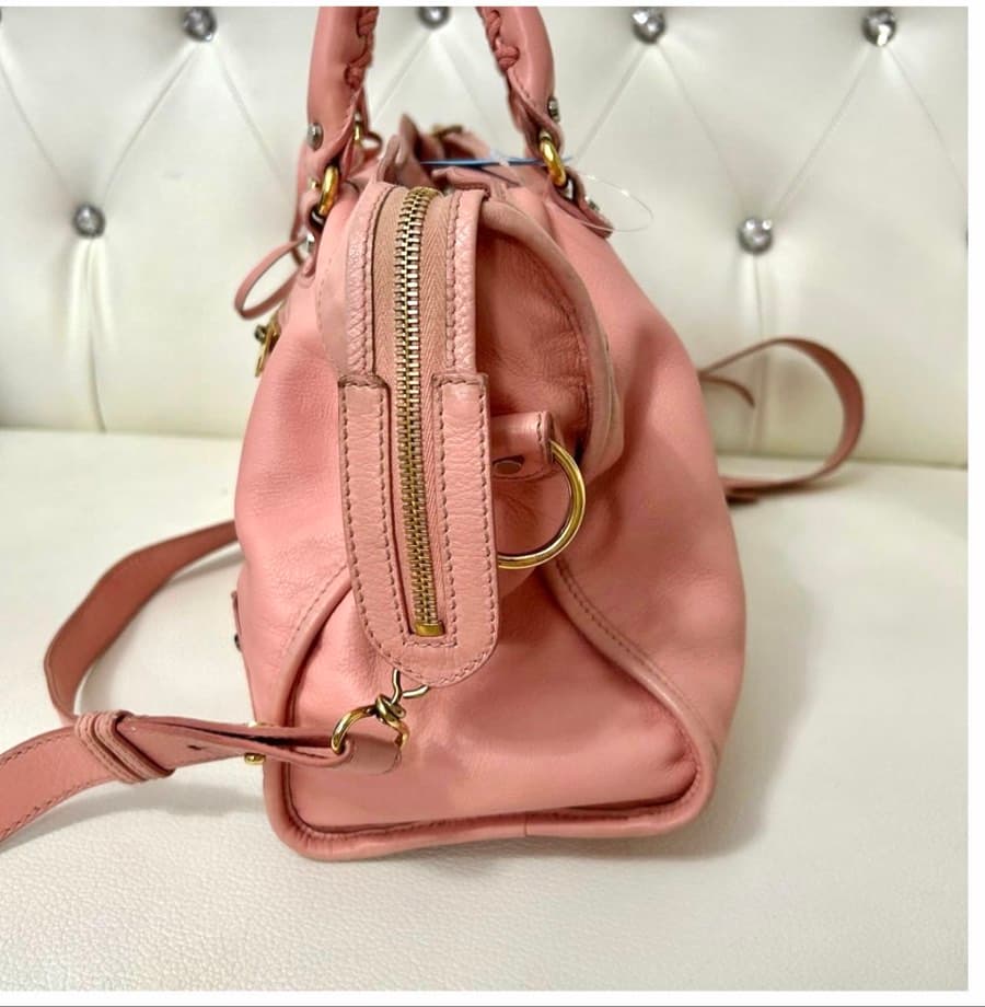 Balenciaga Pink Leather Metal Plate City Handbag thumbnail 4