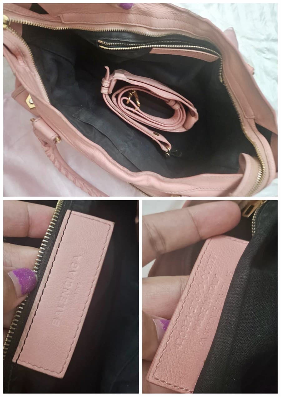 Balenciaga Pink Leather Metal Plate City Handbag thumbnail 10
