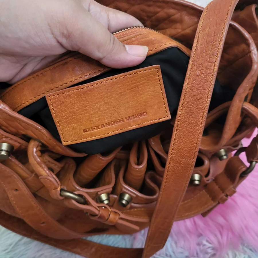 Alexander Wang Studded Brown Leather Bucket Bag thumbnail 6