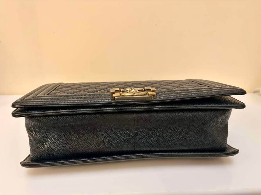 Chanel Dark Blue Quilted Caviar Boy Bag thumbnail 8