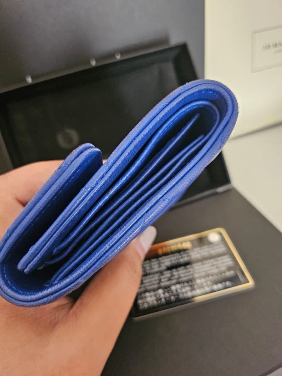 Chanel Quilted Lambskin Blue Trifold Wallet thumbnail 7
