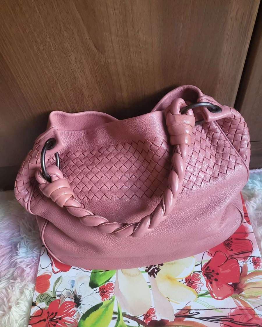 Bottega Veneta Pink Woven Leather Hobo Bag thumbnail 3