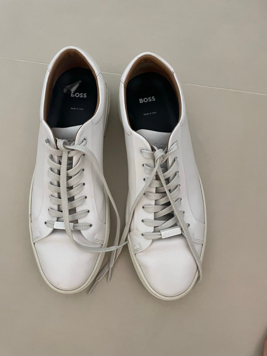 BOSS White Leather Sneakers