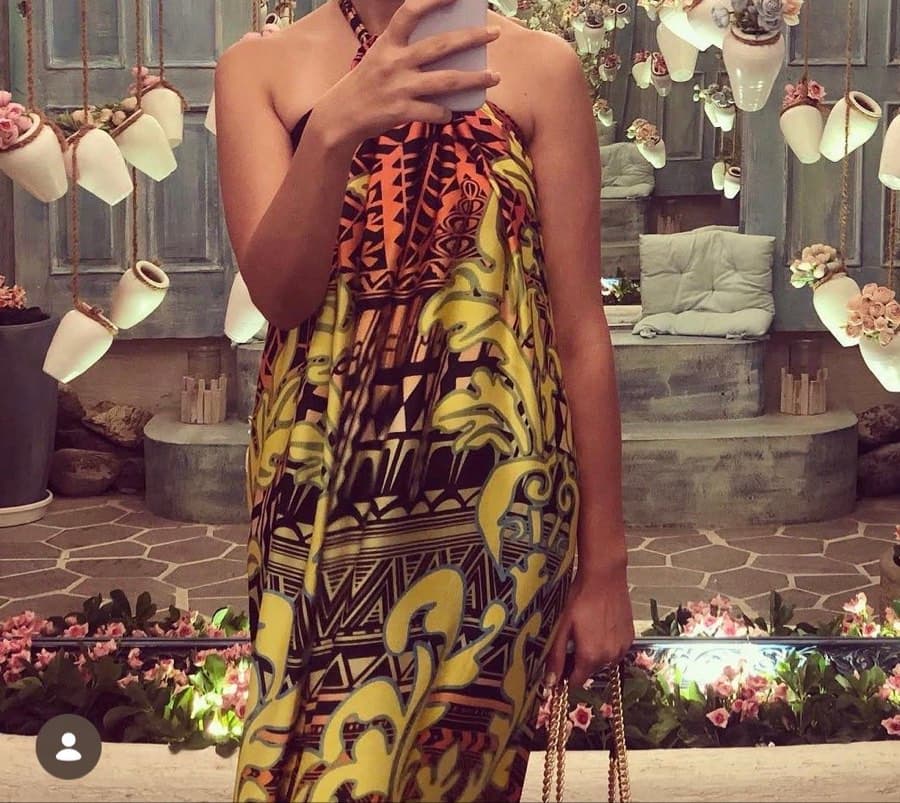 Printed Halter Neck Maxi Dress in silk - free size thumbnail 2