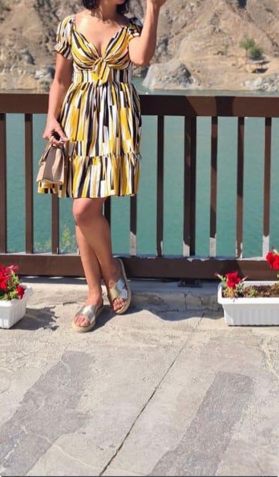 Striped Tie-Front Mini Dress