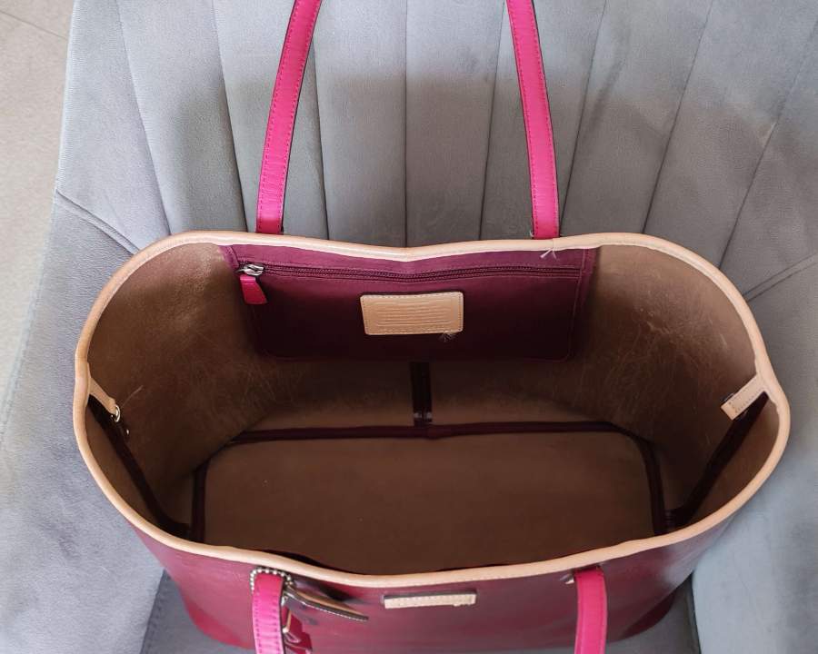 Coach Burgundy Leather Tote thumbnail 5