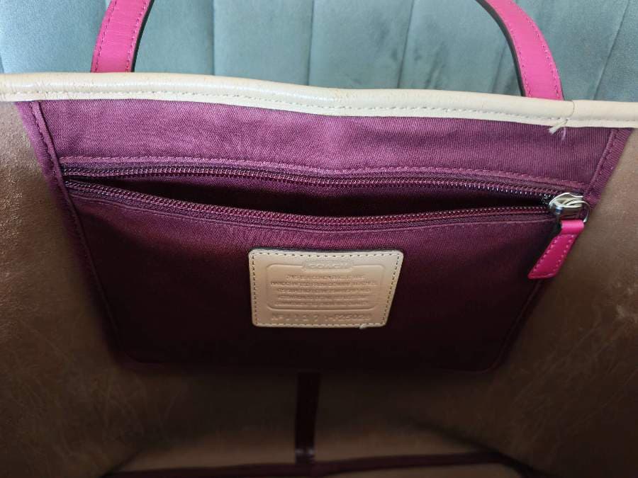 Coach Burgundy Leather Tote thumbnail 9