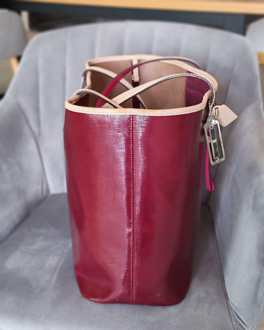 Coach Burgundy Leather Tote thumbnail 3