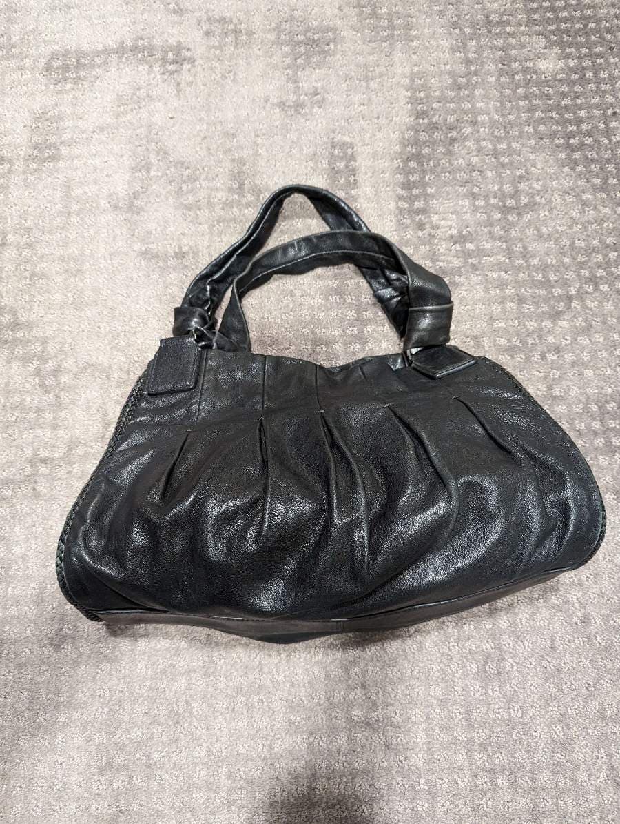 Cole Haan Black Pleated Leather Satchel - Shoulder Bag
