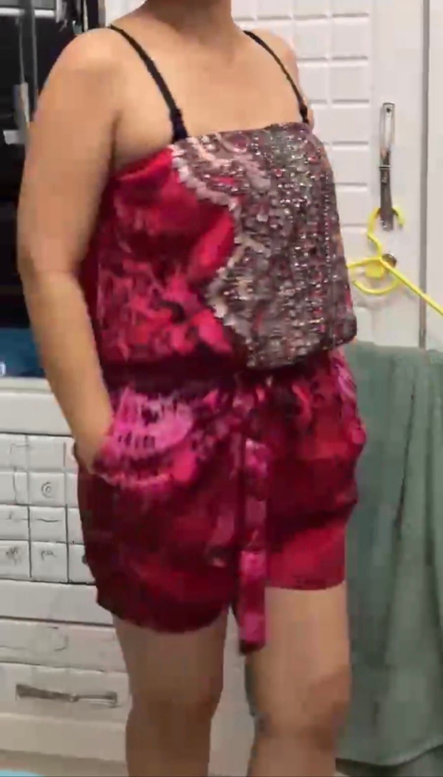 Embellished Pink Strapless Romper thumbnail 2
