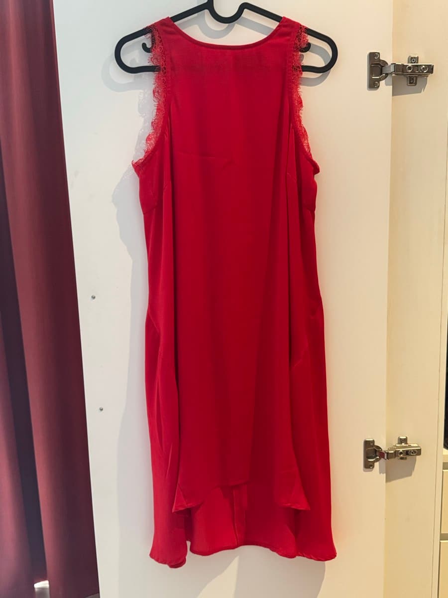 Jane Norman Red Lace-Trimmed Mini Dress