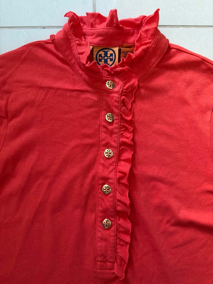 Tory Burch Ruffled Polo Top thumbnail 2