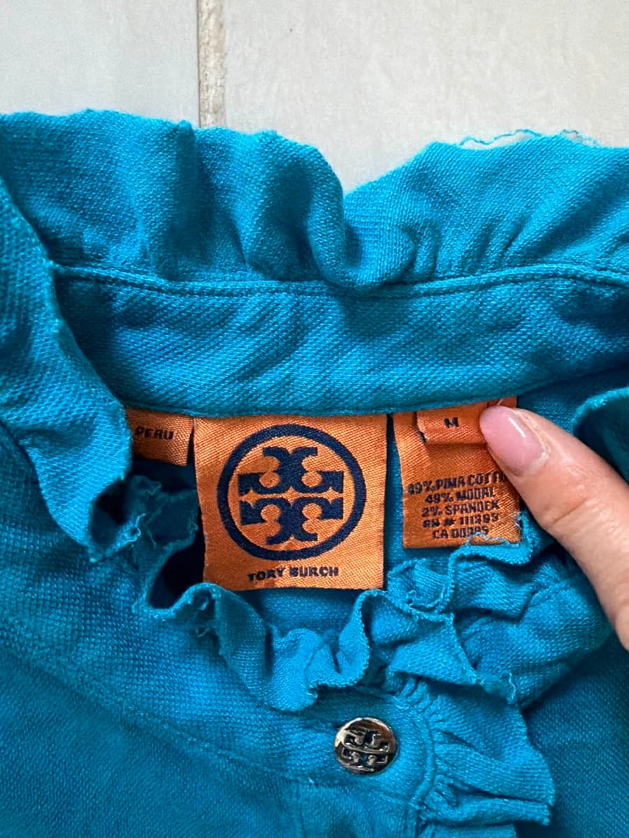 Tory Burch Ruffled Polo Top(blue) thumbnail 3