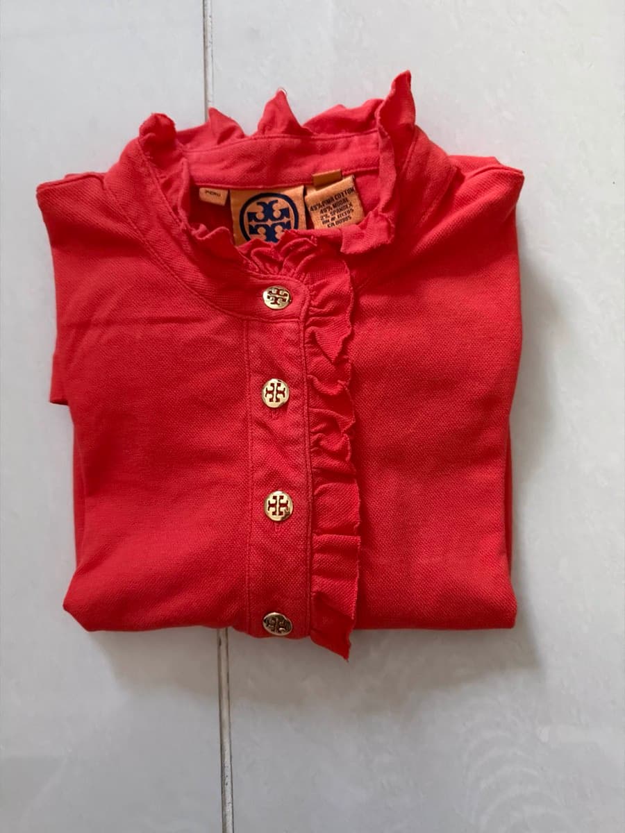Tory Burch Ruffled Polo Top thumbnail 5